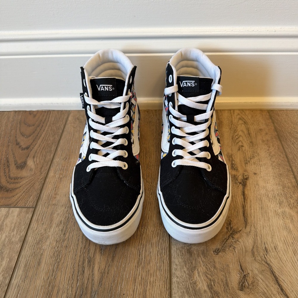 Vans Filmore Hi Sneakers Women 7.5 Black Butterfly Checkerboard Good High Top